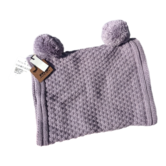 Fith size 90 2t Purple Knit  Hand Warmer w PomPoms - Picture 4 of 7